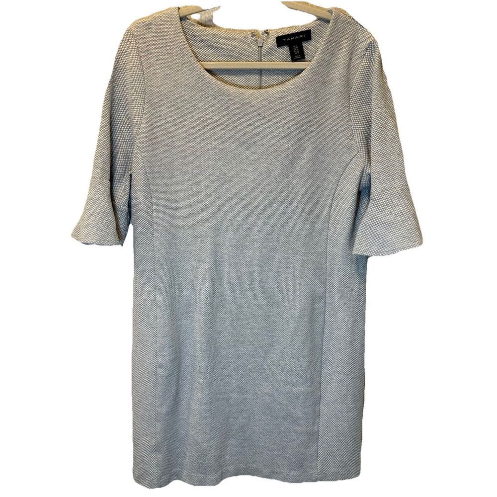 Tahari | Women's Gray Sheath Dress Ruffle Sleeve 14